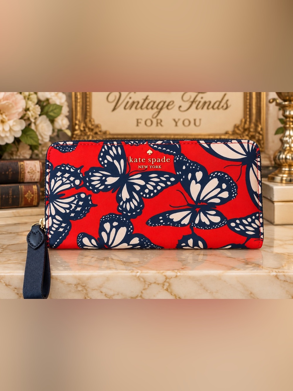 kate spade Red Butterfly Zip Wristlet Wallet